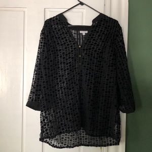 Black see-through polka dot maternity blouse